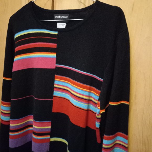 Sag Harbor Geometric Block & Stripe Sweater Size 2X (T-324) - Picture 3 of 9